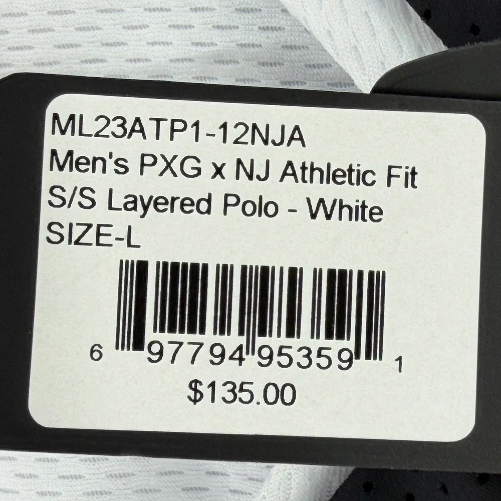 PXG x Nick Jonas Mens Athletic Fit Layered Golf Polo White‎ ML23ATP1-12NJA Large - Picture 7 of 12